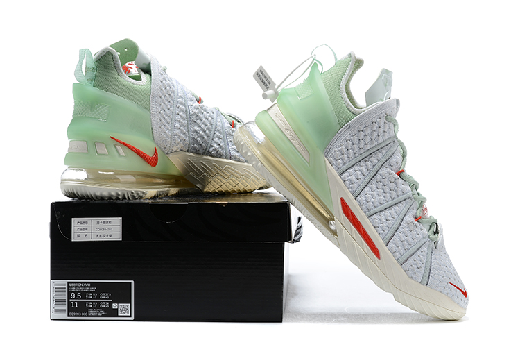2020 Men Nike Lebron James 18 Grey Gint Green Red Basketball Shoes